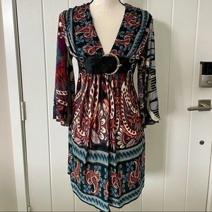Sky NWT Belted Boho Slit Sleeve Dress